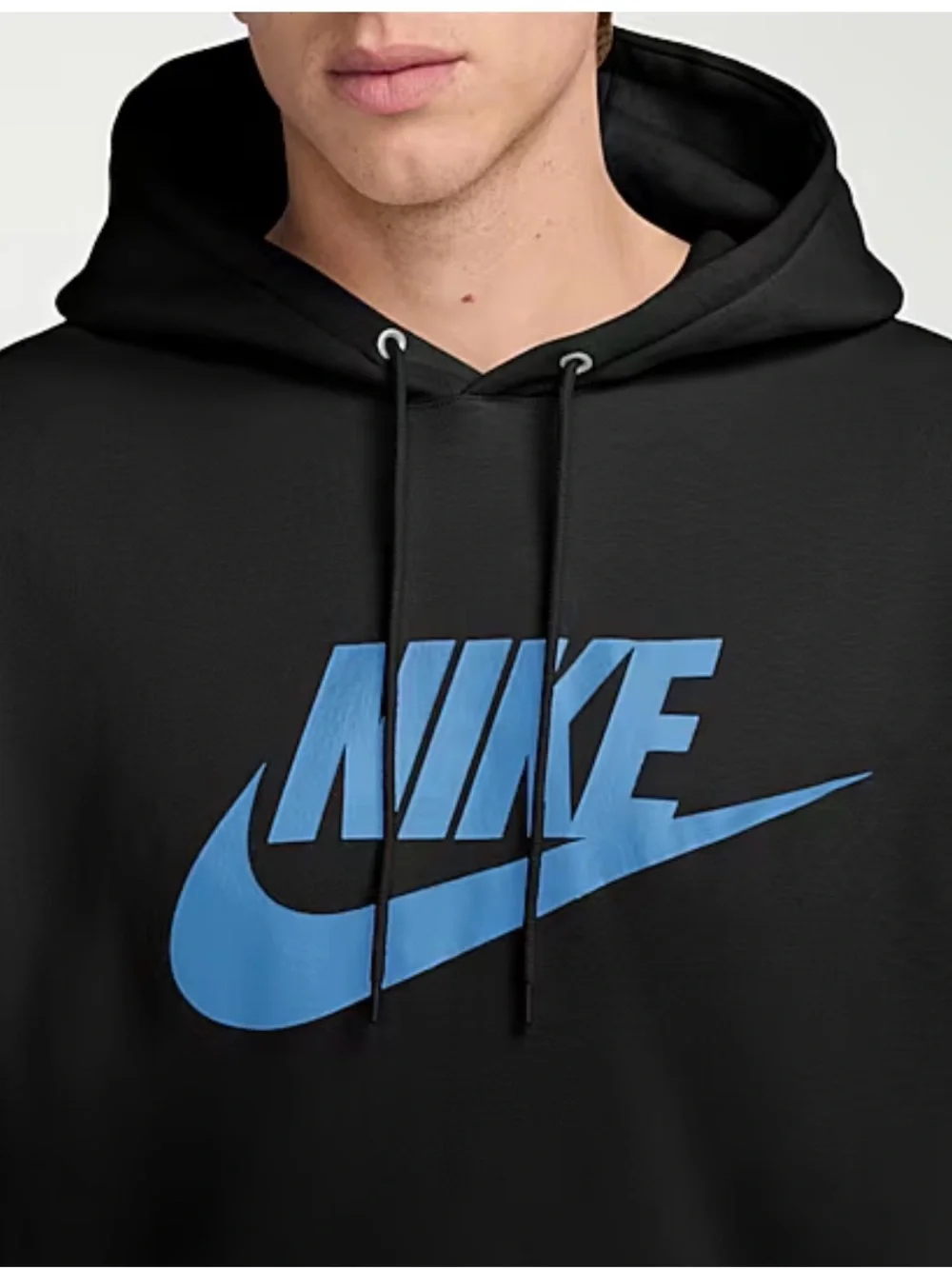 Nike Black Hoodie with Blue Swoosh Logo